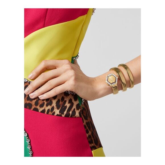Philipp Plein $nake Hexagon Crystal Watch Gold Womens